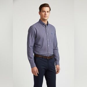 Burberry Brit Men Cotton Checked Blue Red Shirt Button Up Size M Excellent